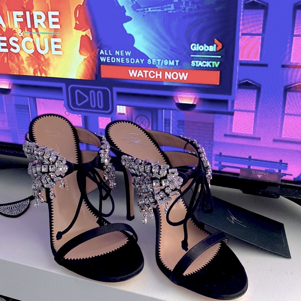 BNIB stunning satin and crystal mules by Giuseppe Zanotti. Never worn! - Picture 5 of 9